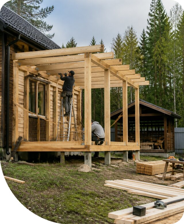 Строительство пристроек и построек на участке в Стрежевом